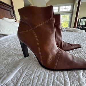 Joan & David Brown Leather Heeled Boots